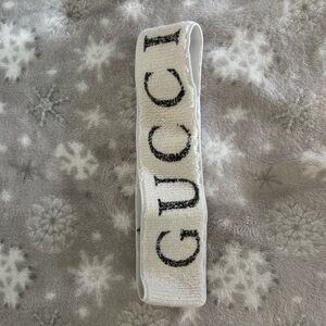 White Headband with Black Logo